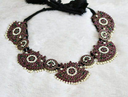 Black finish precious kemp-green-white pearl peacock waist band(big) dj-50775