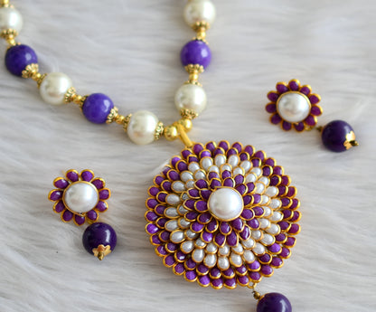 Violet-pearl pachi pendant necklace set dj-02335