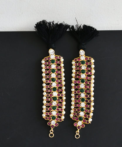 Gold tone precious kemp-green-white ear side chain dj-50781