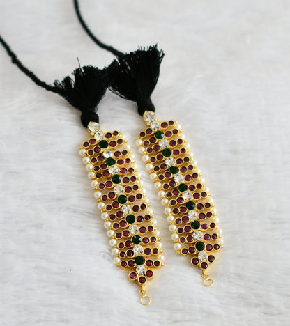 Gold tone precious kemp-green-white ear side chain dj-50781