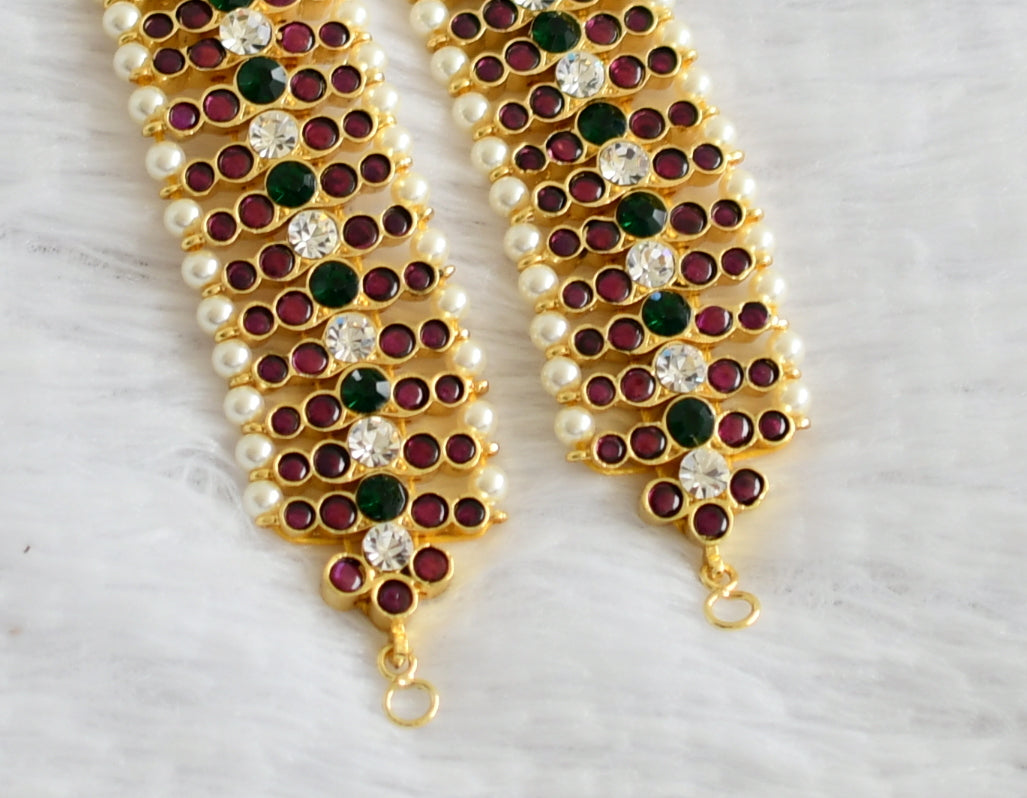 Gold tone precious kemp-green-white ear side chain dj-50781