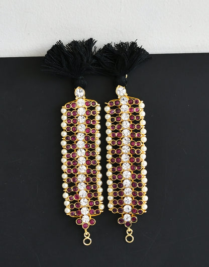 Gold tone precious kemp-white pearl ear side chain dj-50782