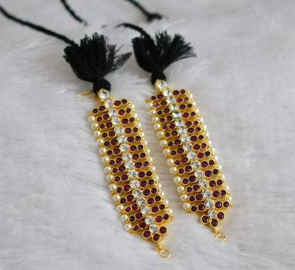 Gold tone precious kemp-white pearl ear side chain dj-50782