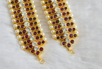 Gold tone precious kemp-white pearl ear side chain dj-50782