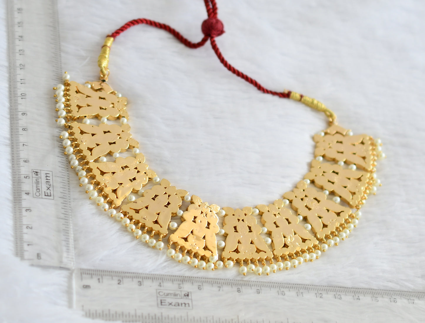 Gold tone precious kemp-green-white pearl peacock necklace dj-50776