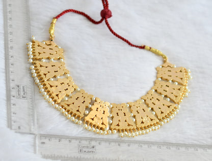Gold tone precious kemp-green-white pearl peacock necklace dj-50776