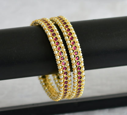 Gold tone precious kemp pearl bangles(2.10) dj-50785
