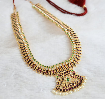 Gold tone precious kemp-green white peacock mulla mottu haar dj-50787