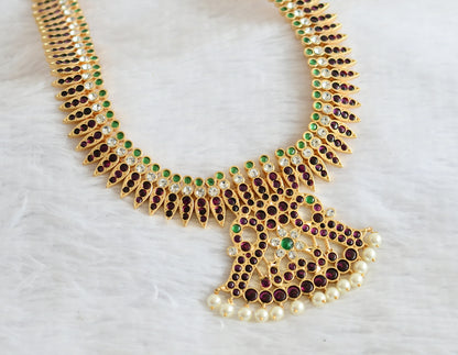 Gold tone precious kemp-green white peacock mulla mottu haar dj-50787