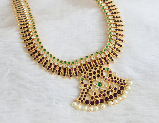Gold tone precious kemp-green white peacock mulla mottu haar dj-50787