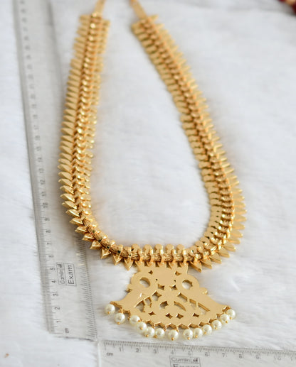 Gold tone precious kemp-green white peacock mulla mottu haar dj-50787