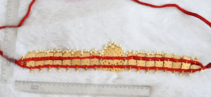 Gold tone precious kemp-green-white pearl peacock waist band dj-50788