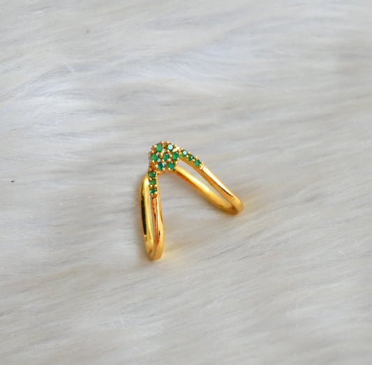 Gold tone green stone vanki finger ring dj-42446