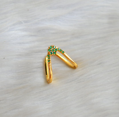 Gold tone green stone vanki finger ring dj-42446