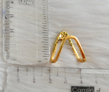 Gold tone green stone vanki finger ring dj-42446