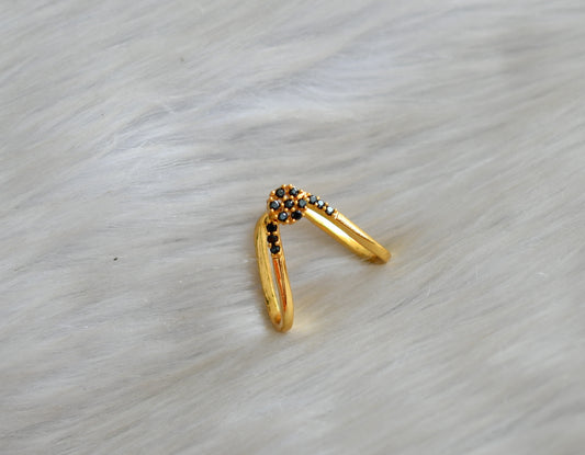 Gold tone black stone vanki finger ring dj-42448