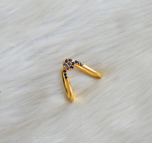 Gold tone blue stone vanki finger ring dj-42450