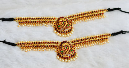 Gold tone kemp-green pearl naga pearl bead armlets dj-50797