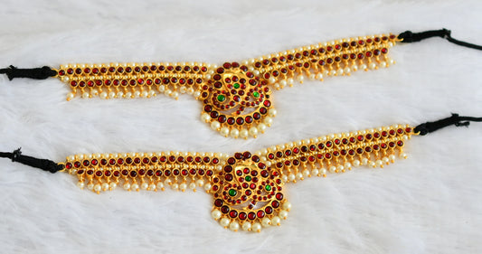 Gold tone kemp-green pearl naga pearl bead armlets dj-50797