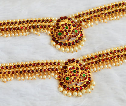 Gold tone kemp-green pearl naga pearl bead armlets dj-50797