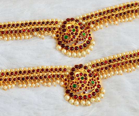 Gold tone kemp-green pearl naga pearl bead armlets dj-50797