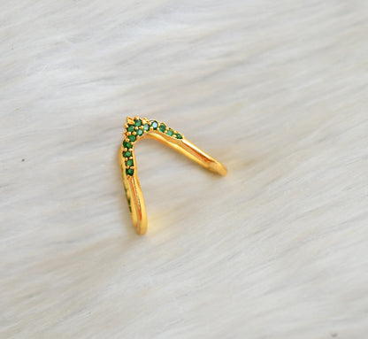 Gold tone green stone vanki finger ring dj-42455