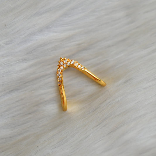 Gold tone white stone vanki finger ring dj-42456