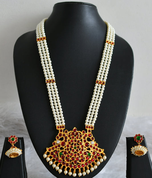 Gold tone kemp-green pearl haar set dj-48861