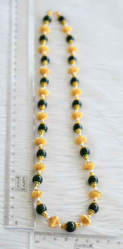 Gold tone green-pearl beaded necklace dj-02925