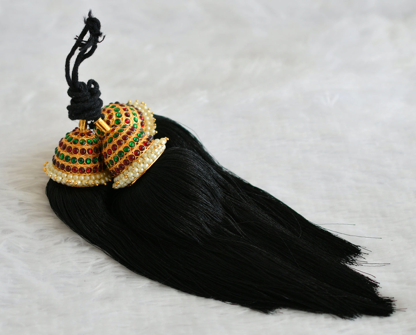 Gold tone kemp-green pearl bridal kuppulu ( Hair accessories) dj-50817