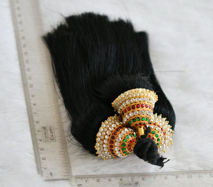 Gold tone kemp-green-white bridal kuppulu ( hair accessories) dj-50816