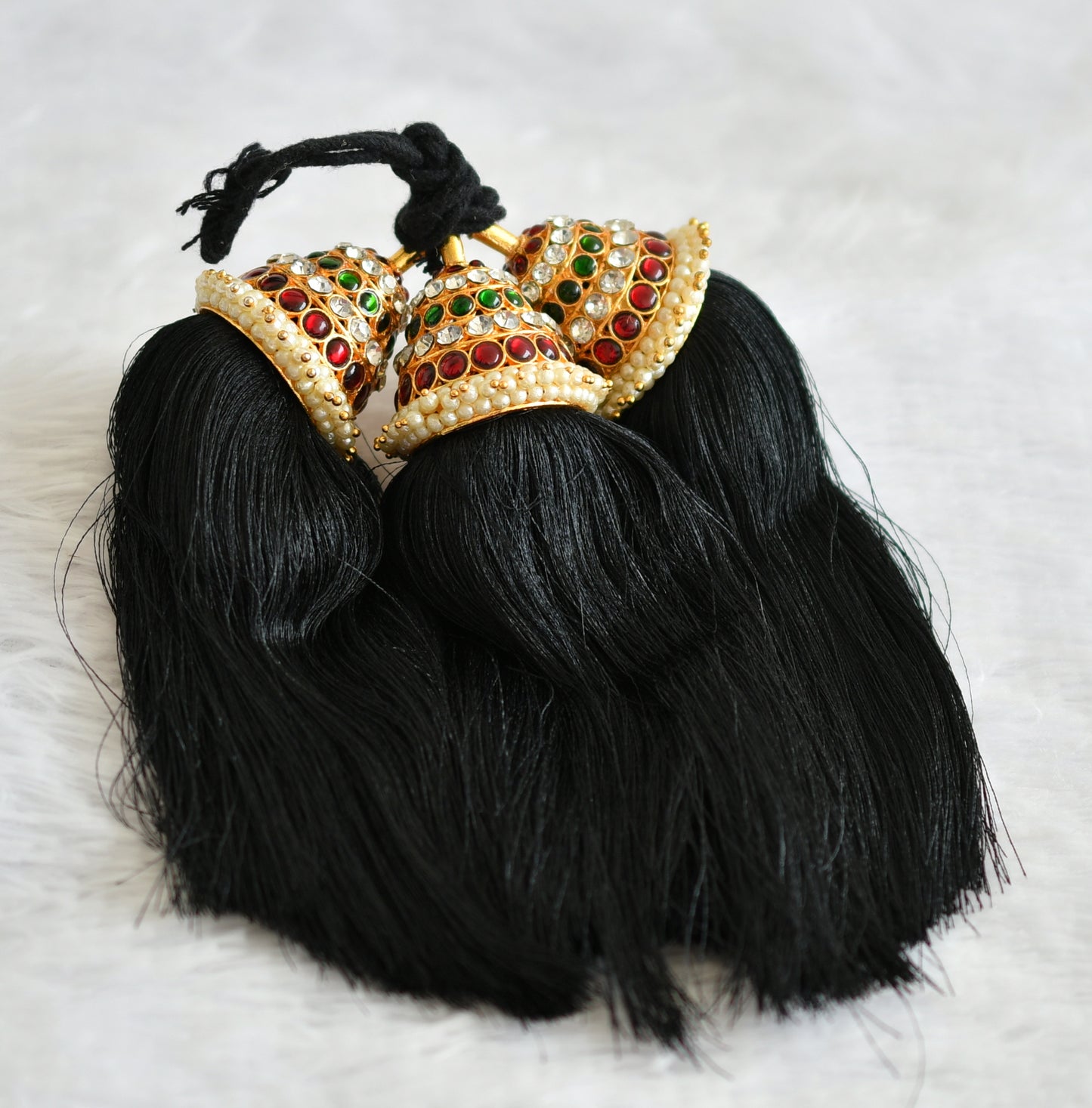 Gold tone kemp-green-white bridal kuppulu ( hair accessories) dj-50814