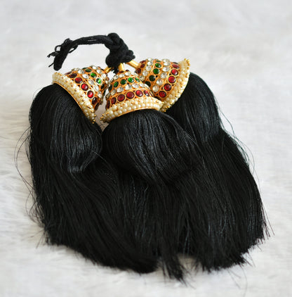 Gold tone kemp-green-white bridal kuppulu ( hair accessories) dj-50814