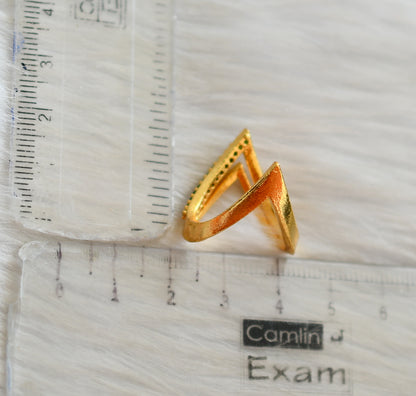 Gold tone green stone vanki finger ring dj-42465
