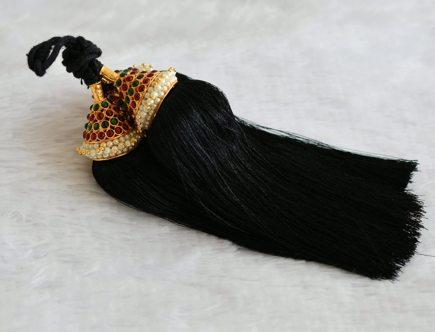 Gold tone kemp-green pearl bridal kuppulu ( hair accessories) dj-50815