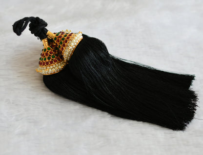 Gold tone kemp-green pearl bridal kuppulu ( hair accessories) dj-50815
