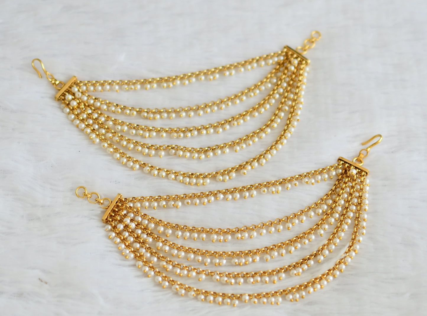 Matte finish pearl cluster ear side chain dj-48779