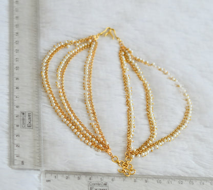 Matte finish pearl multi layer earrings side chain dj-39522