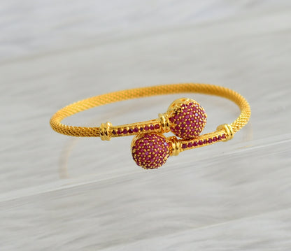 Gold tone ruby open type bracelet dj-03135