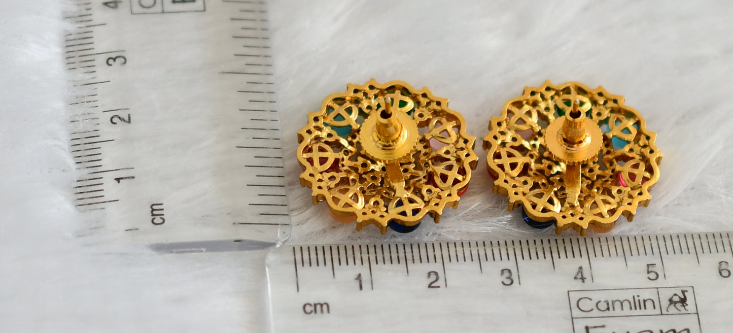 Matte finish cz white navaratna flower earrings dj-47066