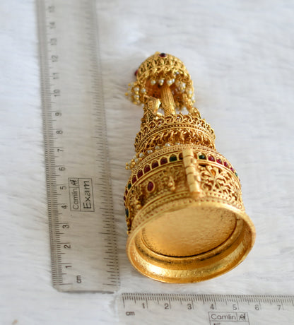 Antique gold tone kemp-green wedding kumkum box dj-43468