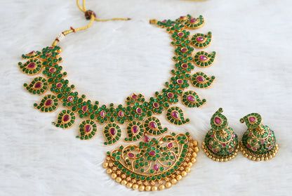 Matte finish green -kemp mango flower necklace set dj-50827