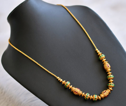 Matte finish kemp-green stone beaded chain/necklace dj-45424