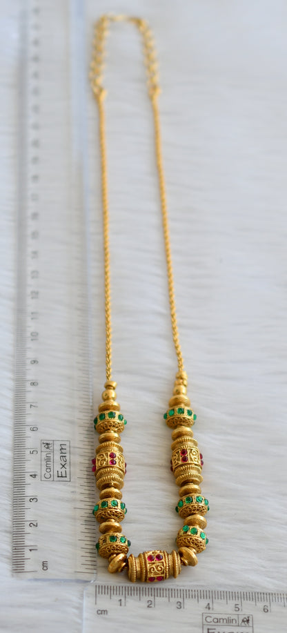 Matte finish kemp-green stone beaded chain/necklace dj-45424