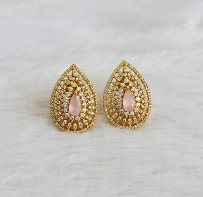 Matte finish cz baby pink thilak earrings dj-47076