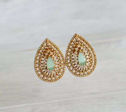 Matte finish cz sea green thilak earrings dj-47074