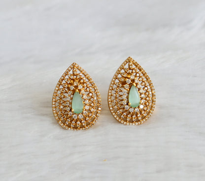 Matte finish cz sea green thilak earrings dj-47074