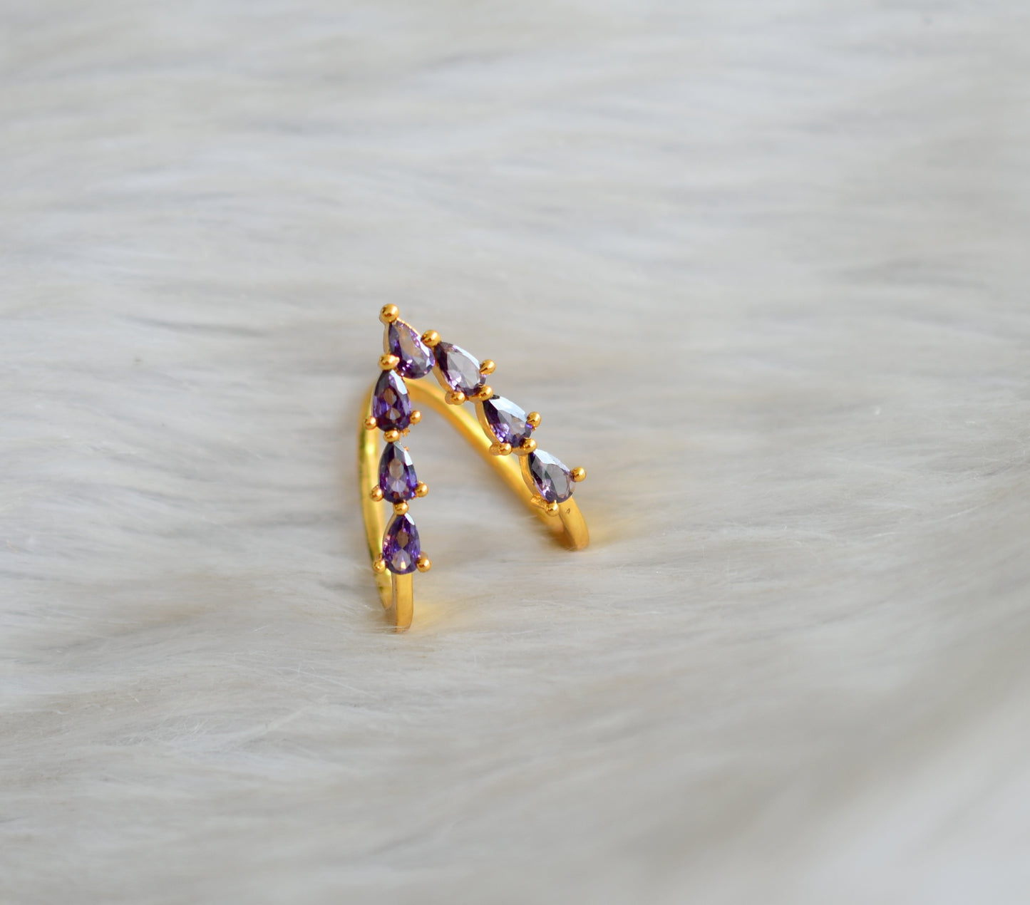 Gold tone purple stone vanki finger ring dj-42441