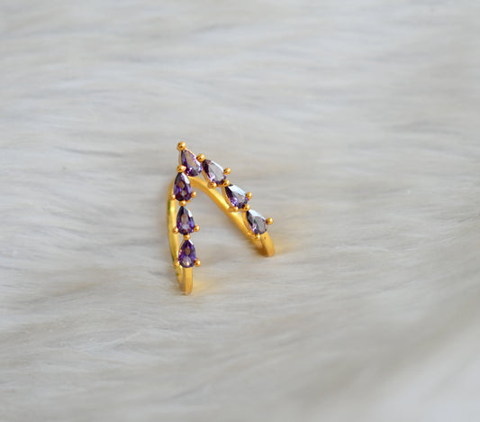 Gold tone purple stone vanki finger ring dj-42441