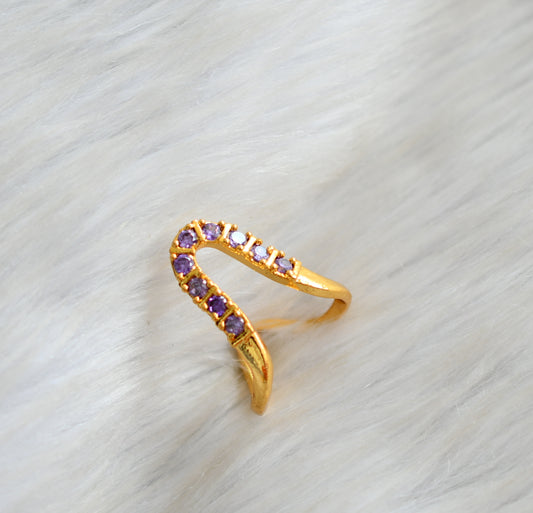 Gold tone purple stone vanki finger ring dj-42442
